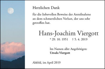Traueranzeige von Hans-Joachim Viergott von VRM Trauer