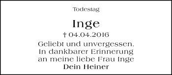 Traueranzeige von Inge Krichbaum von vrm-trauer