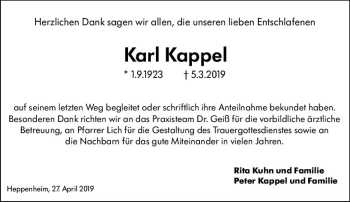 Traueranzeige von Karl Koppel von vrm-trauer