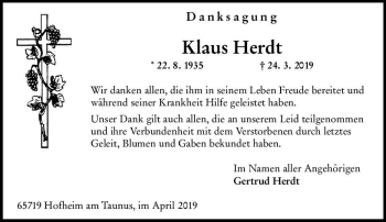 Traueranzeige von Klaus Herdt von vrm-trauer