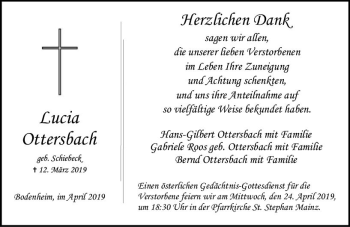 Traueranzeige von Lucia Ottersbach von vrm-trauer