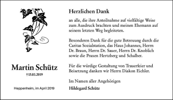 Traueranzeige von Martin Schütz von vrm-trauer