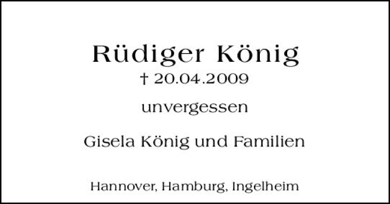  Traueranzeige für Rüdiger König vom 20.04.2019 aus vrm-trauer