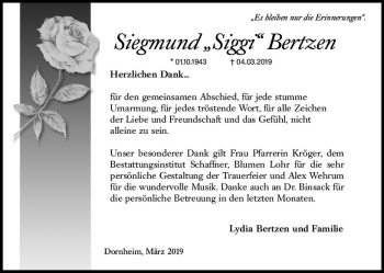 Traueranzeige von Siegmund Bertzen von vrm-trauer