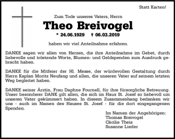 Traueranzeige von Theo Breivogel von vrm-trauer