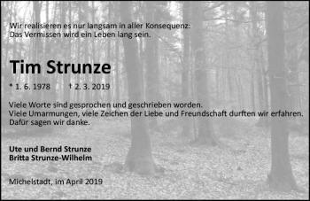 Traueranzeige von Tim Strunze von vrm-trauer