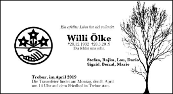 Traueranzeige von Willi Ölke von vrm-trauer
