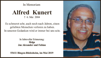 Traueranzeige von Alfred Kunert von vrm-trauer