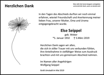 Traueranzeige von Else Seippel von vrm-trauer