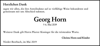 Traueranzeige von Georg Horn von vrm-trauer