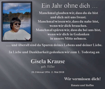 Traueranzeige von Gisela Krause von vrm-trauer