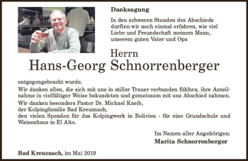 Traueranzeige von Hans-Georg Schnorrenberger von vrm-trauer