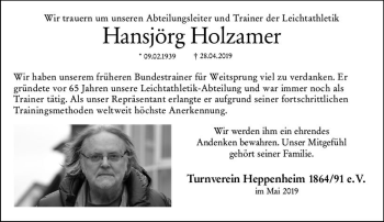 Traueranzeige von Hansjörg Holzamer von vrm-trauer