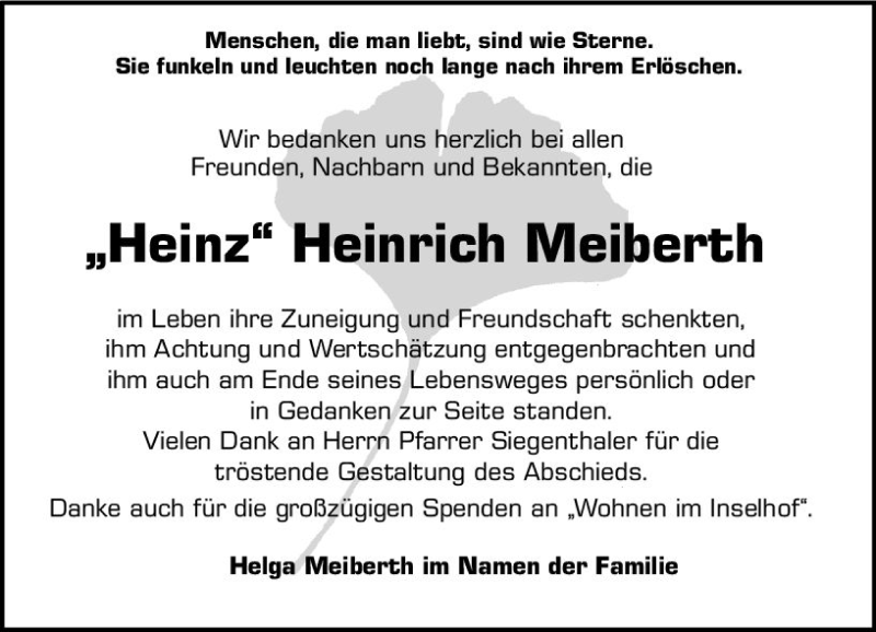  Traueranzeige für Heinrich Meiberth vom 18.05.2019 aus vrm-trauer