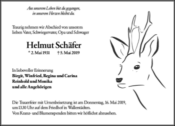 Traueranzeige von Helmut Schäfer von vrm-trauer