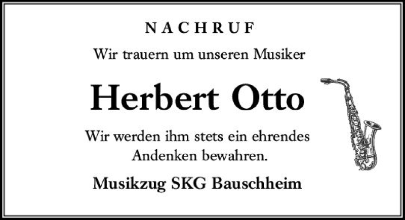  Traueranzeige für Herbert Otto vom 01.06.2019 aus vrm-trauer