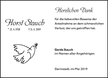 Traueranzeige von Horst Stauch von vrm-trauer