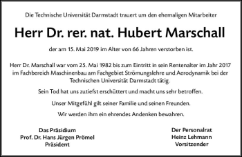 Traueranzeige von Hubert Marschall von vrm-trauer