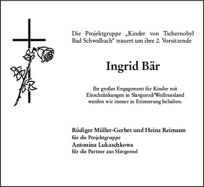  Traueranzeige für Ingrid Bär vom 29.05.2019 aus vrm-trauer