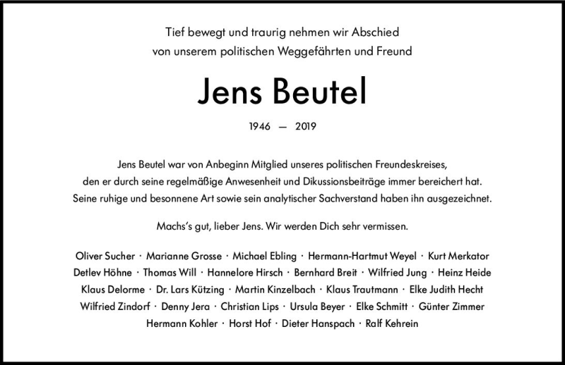  Traueranzeige für Jens Beutel vom 15.05.2019 aus vrm-trauer