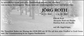 Traueranzeige von Jörg Roth von vrm-trauer