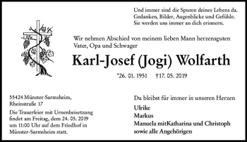 Traueranzeige von Karl-Josef Wolfarth von vrm-trauer