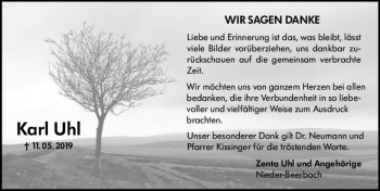 Traueranzeige von Karl Uhl von vrm-trauer