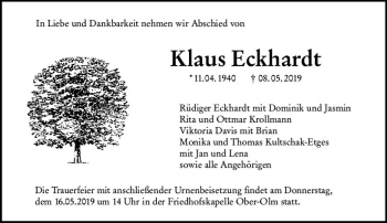Traueranzeige von Klaus Eckhardt von vrm-trauer