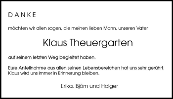 Traueranzeige von Klaus Theuergarten von vrm-trauer