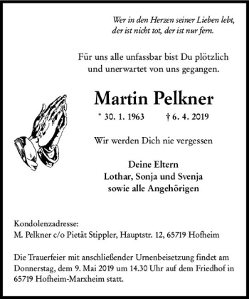 Traueranzeige von Martin Pelkner von vrm-trauer