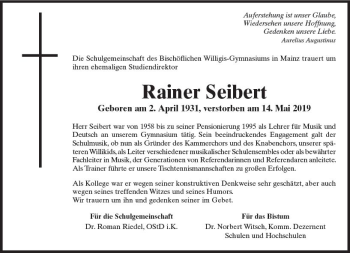 Traueranzeige von Rainer Seibert von vrm-trauer