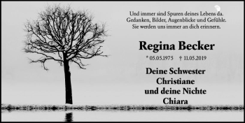 Traueranzeige von Regina Becker von vrm-trauer