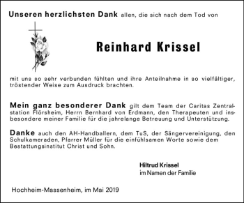 Traueranzeige von Reinhard Krissel von vrm-trauer