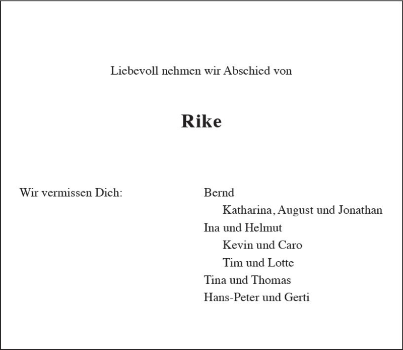  Traueranzeige für Rike Pohl vom 18.05.2019 aus vrm-trauer