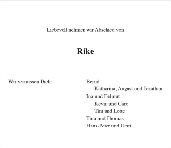Traueranzeige von Rike Pohl von vrm-trauer