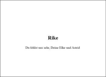 Traueranzeige von Rike Pohl von vrm-trauer