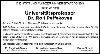 Traueranzeige von Rolf Peffekoven von vrm-trauer