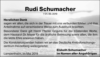 Traueranzeige von Rudi Schumacher von vrm-trauer