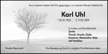 Traueranzeige von Karl Uhl 