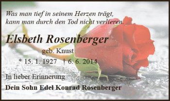 Traueranzeige von Elsbeth Rosenberger von vrm-trauer
