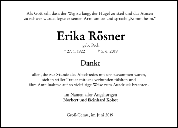 Traueranzeige von Erika Rösner von vrm-trauer