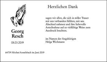 Traueranzeige von Georg Resch von vrm-trauer