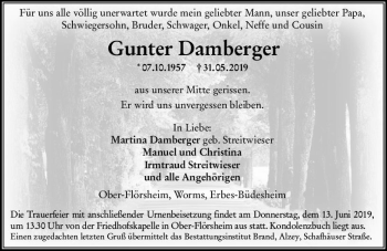 Traueranzeige von Gunter Damberger von vrm-trauer
