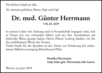 Traueranzeige von Günter Herrmann von vrm-trauer