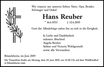 Traueranzeige von Hans Reuber von vrm-trauer