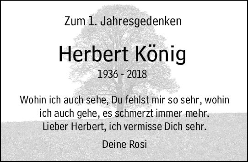  Traueranzeige für Herbert König vom 25.06.2019 aus vrm-trauer