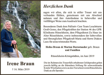 Traueranzeige von Irene Braun von vrm-trauer