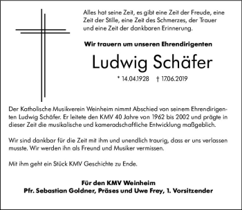 Traueranzeige von Ludwig Schäfer von vrm-trauer