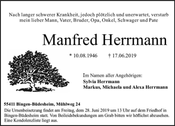Traueranzeige von Manfred Herrmann von vrm-trauer