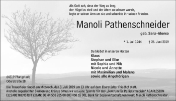 Traueranzeige von Manoli Pathenschneider von vrm-trauer